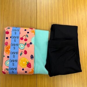 Member's Mark Girls 3-Pack Cotton Leggings Black Teal Fruit Sz Small 6/6X